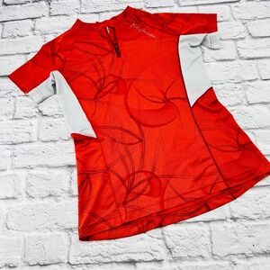 Salomon Biking Shirt Womens 1/4 Zip Short Sleeve Red Size M Athletic Outdoors